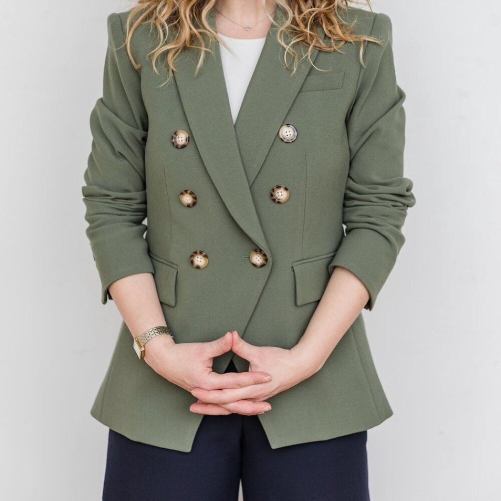 Veronica Beard Miller Dickey Jacket in Stone Army – Size 6